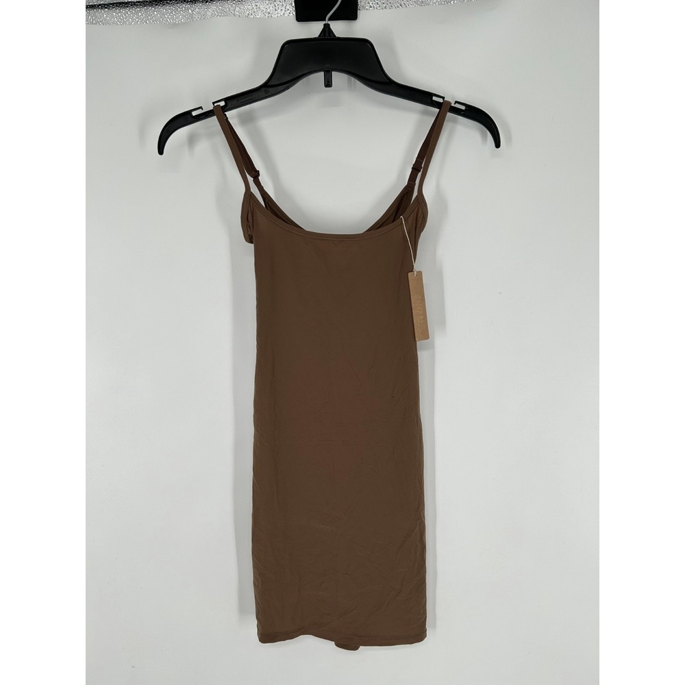 SKIMS Fits Everybody Slip Dress Womens 2XSโ XXS Jasper Brown Sleeveless Stretch